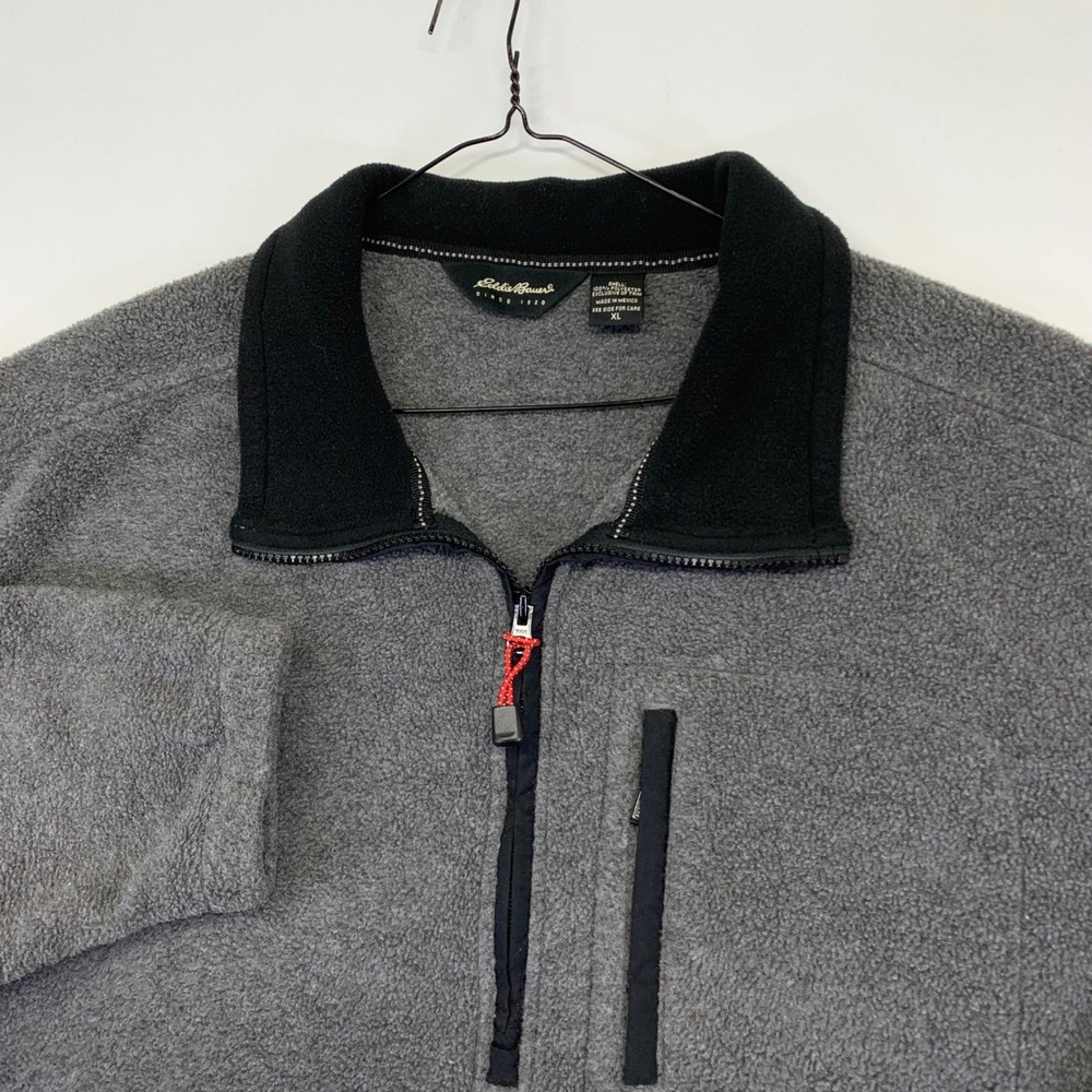 Vintage Eddie Bauer Mens XL‎ Fleece Pullover Quarter Zip Gray Outdoor Jacket